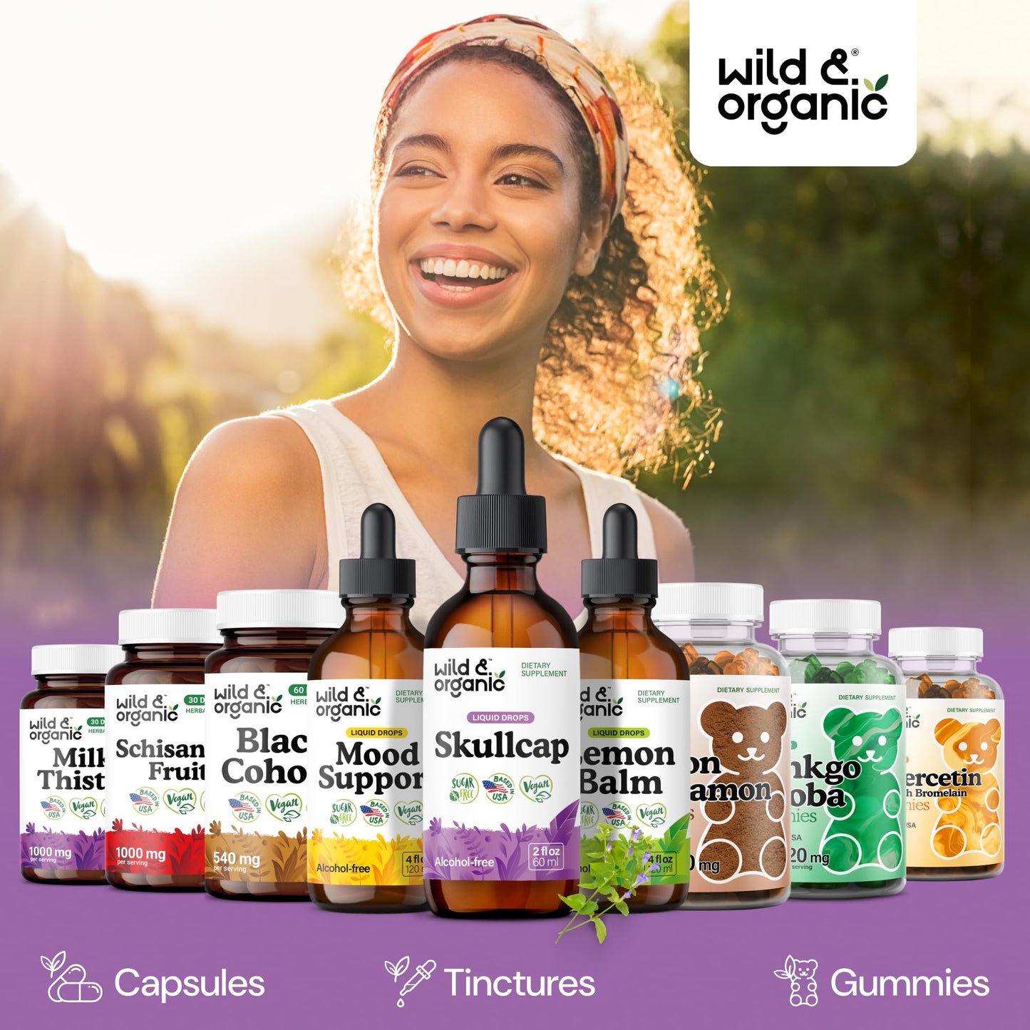 Wild & Organic Skullcap Herb Tincture - Skullcap Supplement for Mood Support - Relaxing Liquid Extract Drops - Vegan, Sugar & Alcohol-Free - 4 fl oz - PrimeBioHealth - canada supplements