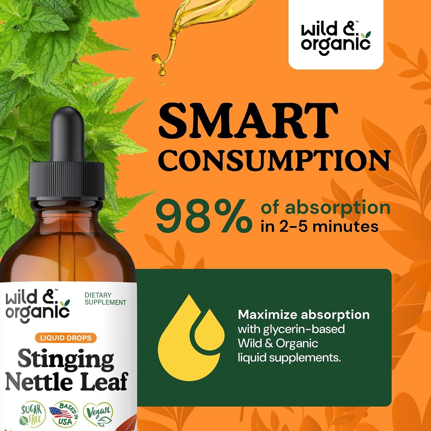 Wild & Organic Stinging Nettle Leaf Tincture - Urinary Tract Support - Stinging Nettle Extract Liquid Drops - Urtica Dioica Supplement - 5-Month Supply - Vegan, Sugar & Alcohol-Free - 4 fl oz - PrimeBioHealth - canada supplements