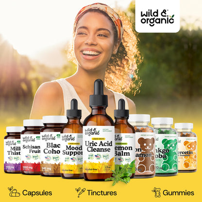 Wild & Organic Uric Acid Cleanse Liquid Drops - Tart Cherry, Turmeric, Celery, Chanca Piedra, Dandelion Root Extract Complex - Uric Acid Supplement - Vegan, Sugar & Alcohol-Free Tincture - 4 fl oz - PrimeBioHealth - canada supplements