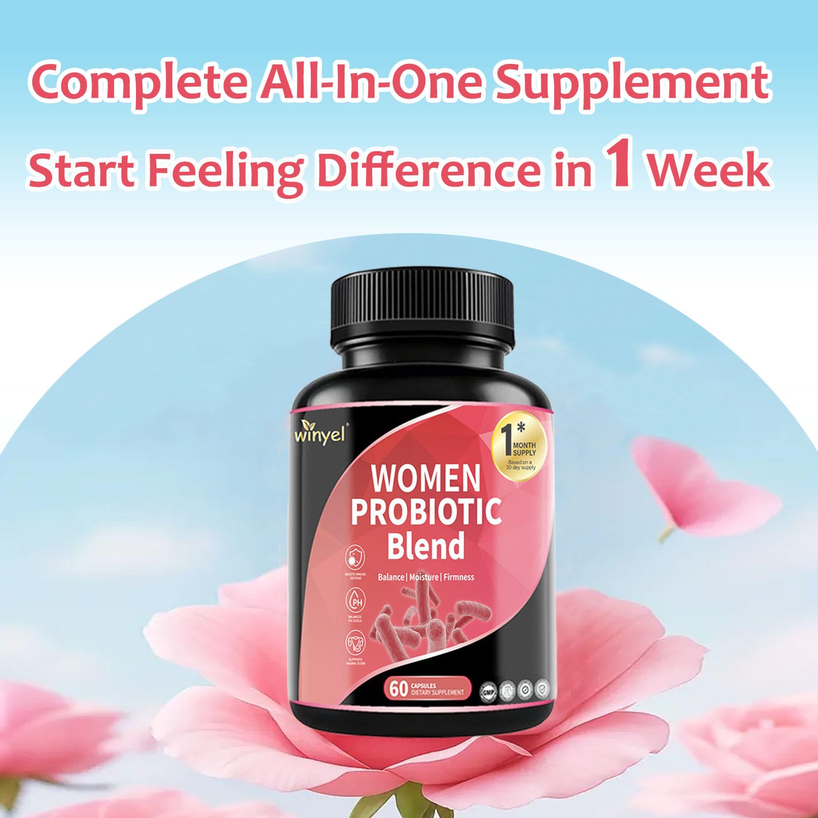 WINYEL Vaginal Probiotics for Women with Prebiotics & Herbal Blend – pH Balance & Feminine Health Support – Multi-Strain Lactobacillus for Vaginal Flora, - PrimeBioHealth - canada supplements