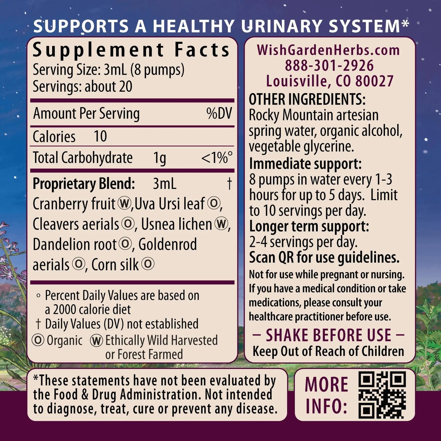 WishGarden Herbs Urinary Strength, Liquid Herbal Tincture, Cranberry, Uva Ursi & Usnea, Supports Urinary Tract Health, Eases Discomfort, Promotes Microbial Balance, 4oz - PrimeBioHealth - canada supplements