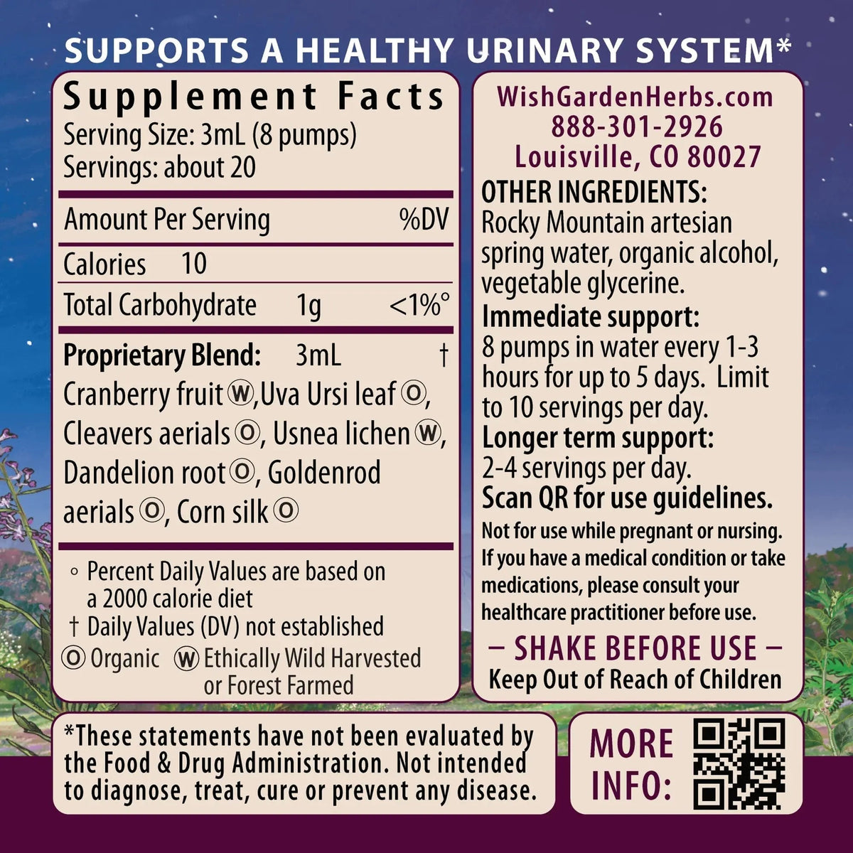 WishGarden Herbs Urinary Strength, Liquid Herbal Tincture, Cranberry, Uva Ursi & Usnea, Supports Urinary Tract Health, Eases Discomfort, Promotes Microbial Balance, 4oz - PrimeBioHealth - canada supplements