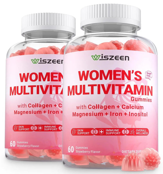 Wiszeen Sugar Free Methylated Multivitamin for Women Gummies, Biotin, Collagen, Calcium, Magnesium, Inositol, Folate, Iron, Vitamin A, C, D, E - PrimeBioHealth - canada supplements