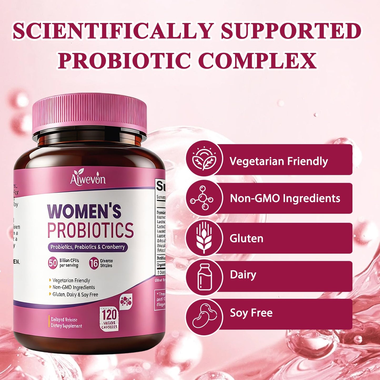 Women Probiotics 50 Billion CFU: Probiotics for Women with Prebiotics & Cranberry, 16 Strain Probiotic Supplement for Digestive Gut Health, Vaginal & Urinary Tract Support - PrimeBioHealth - canada supplements