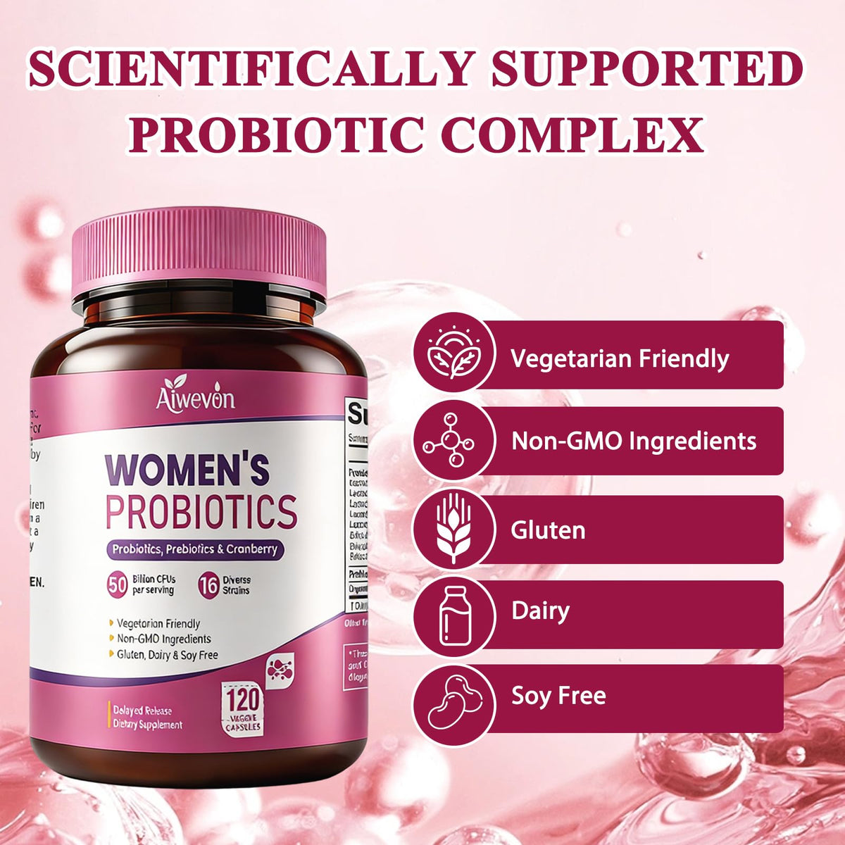 Women Probiotics 50 Billion CFU: Probiotics for Women with Prebiotics & Cranberry, 16 Strain Probiotic Supplement for Digestive Gut Health, Vaginal & Urinary Tract Support - PrimeBioHealth - canada supplements