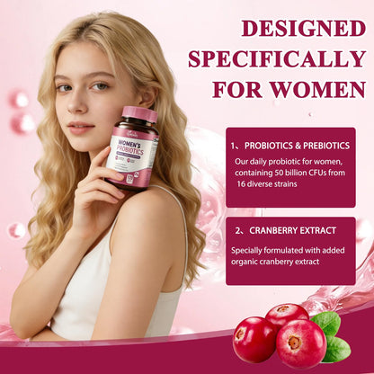 Women Probiotics 50 Billion CFU: Probiotics for Women with Prebiotics & Cranberry, 16 Strain Probiotic Supplement for Digestive Gut Health, Vaginal & Urinary Tract Support - PrimeBioHealth - canada supplements