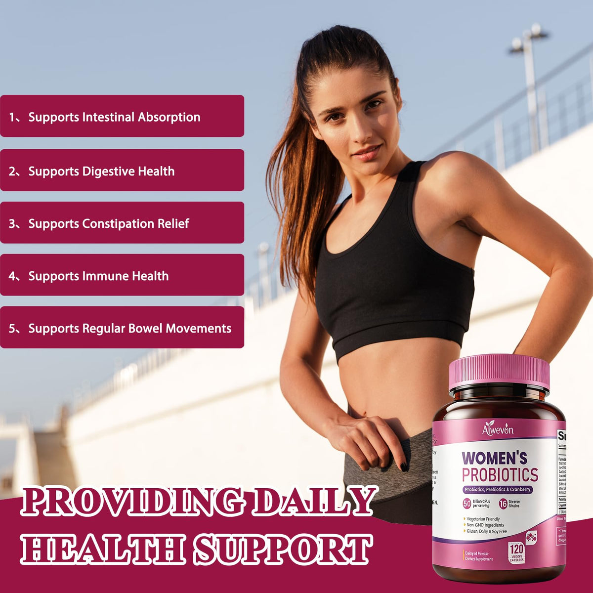 Women Probiotics 50 Billion CFU: Probiotics for Women with Prebiotics & Cranberry, 16 Strain Probiotic Supplement for Digestive Gut Health, Vaginal & Urinary Tract Support - PrimeBioHealth - canada supplements