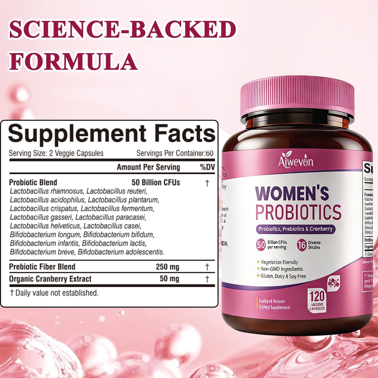 Women Probiotics 50 Billion CFU: Probiotics for Women with Prebiotics & Cranberry, 16 Strain Probiotic Supplement for Digestive Gut Health, Vaginal & Urinary Tract Support - PrimeBioHealth - canada supplements