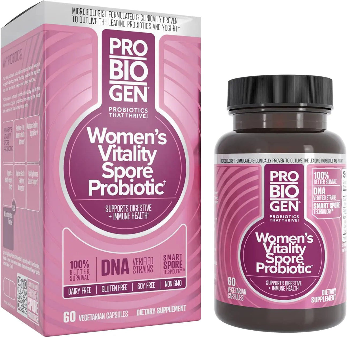 Women’s Daily Probiotic Supplement – Vitality Probiotic with Smart Spore Technology, Lactobacillus Cultures, Gut & Vaginal Health Support, Gluten-Free, Non-GMO - 60 Capsules - PrimeBioHealth - canada supplements