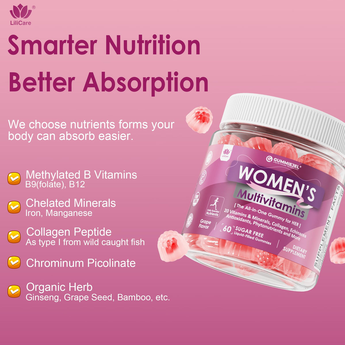 Womens Multivitamin Gummy, Methylated Multivitamin for Women, Biotin, Methylfolate, Iron, Collagen, Vitamins A C D, B Complex, Antioxidants for Women's Daily Support, - PrimeBioHealth - canada supplements