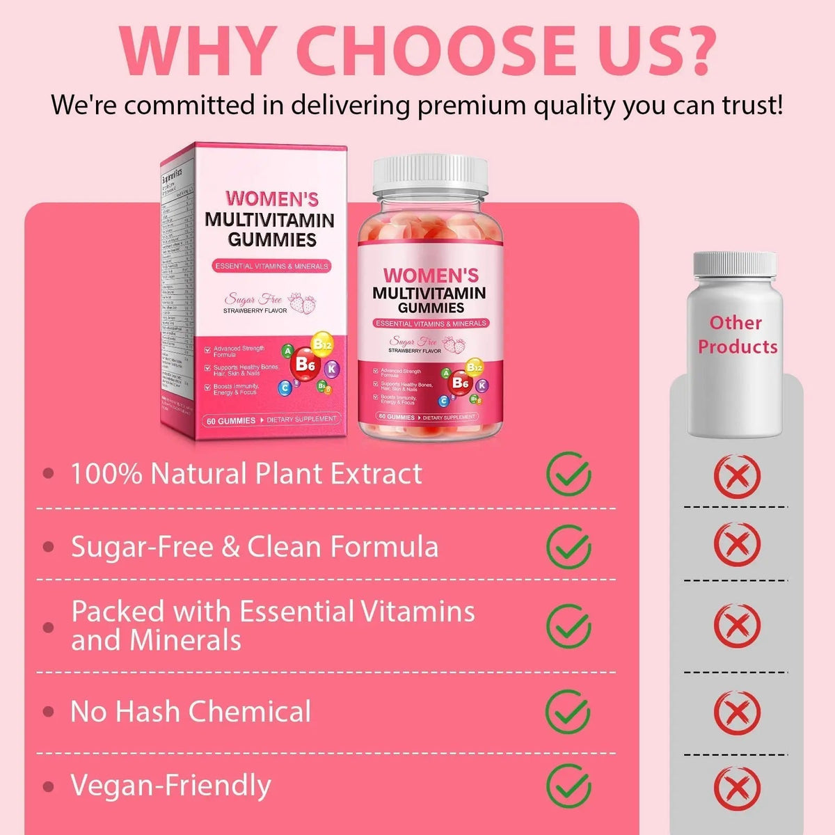 Women's Multivitamin Gummy, Vitamins A, C, D, E, K, B6, and B12 Womens Daily Multivitamin Gummy for Hair,Skin & Nails, Immune Energy - PrimeBioHealth - canada supplements