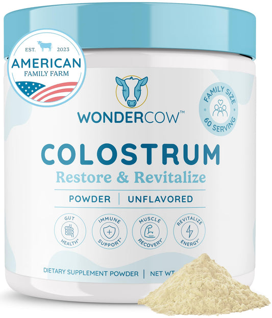 WONDERCOW Colostrum Supplement Powder for Gut Health, Immune Support & Wellness | Natural IgG Pure Whole Bovine Colostrum Superfood - PrimeBioHealth - canada supplements