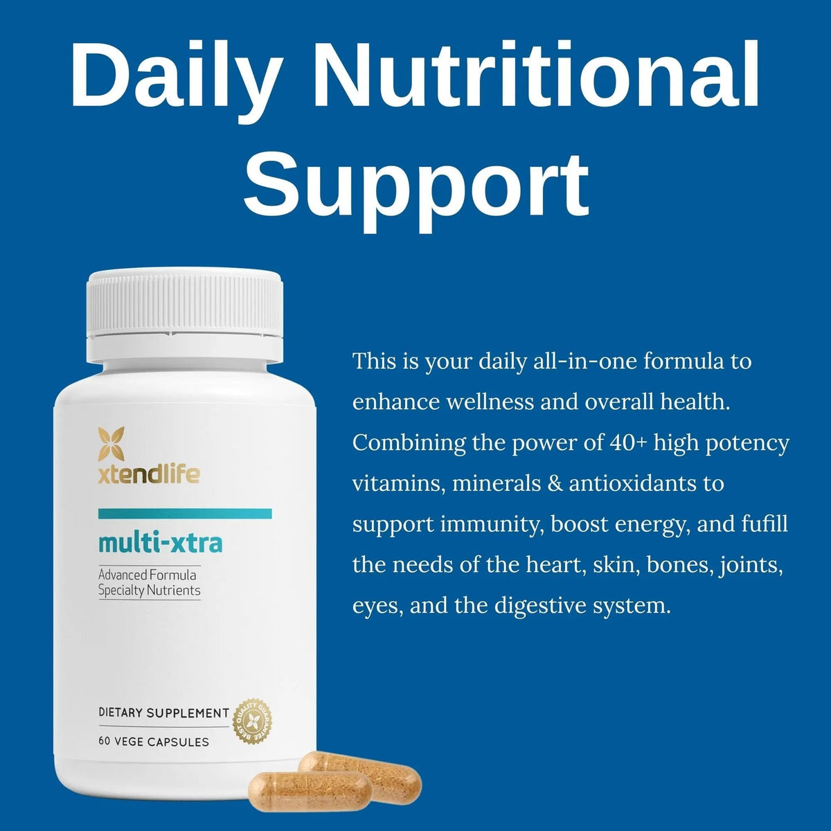 Xtendlife Multi-Xtra Multivitamin for Immune, Heart & Energy Support - 40+ Bioavailable Vitamins, Minerals, Antioxidants & Herbs - PrimeBioHealth - canada supplements