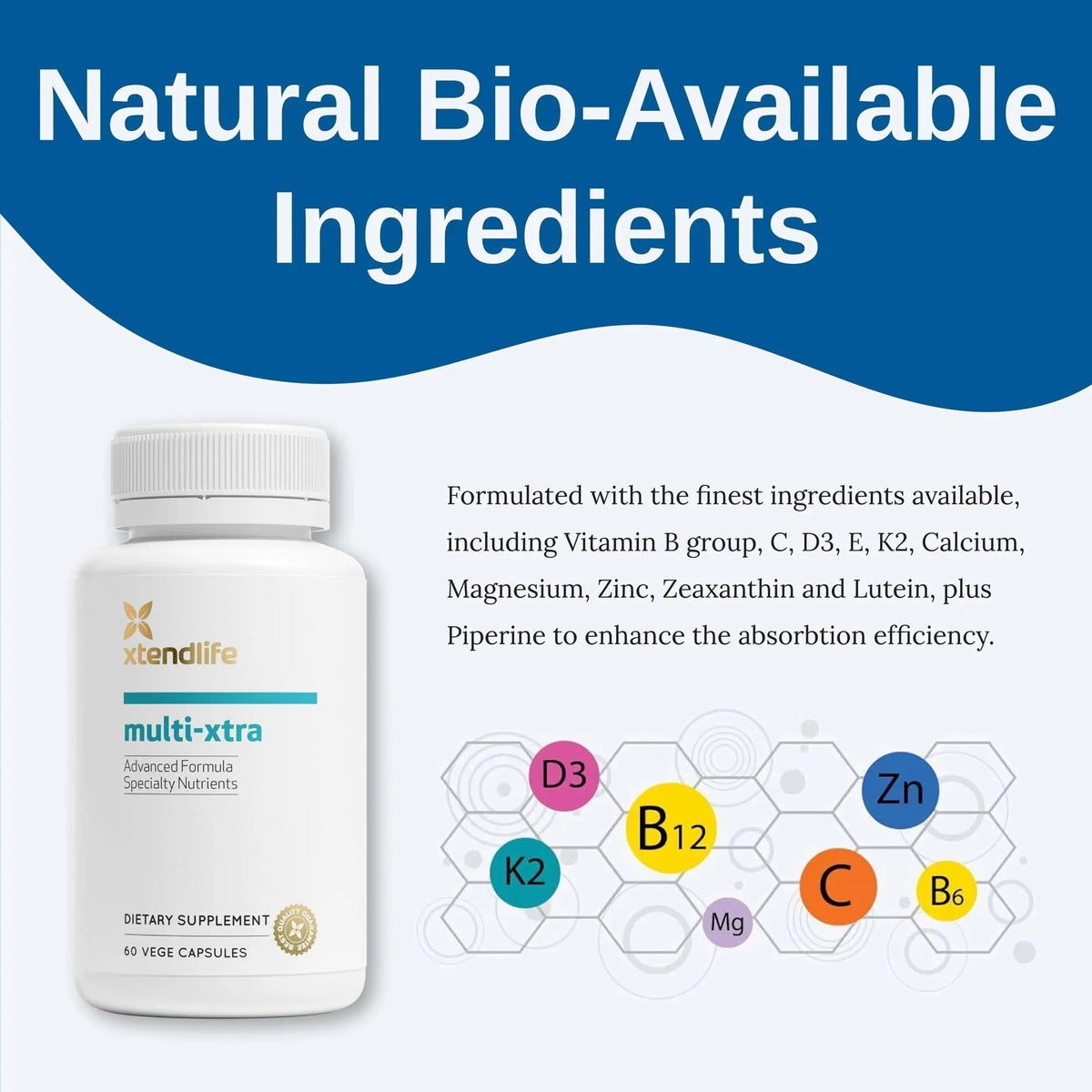Xtendlife Multi-Xtra Multivitamin for Immune, Heart & Energy Support - 40+ Bioavailable Vitamins, Minerals, Antioxidants & Herbs - PrimeBioHealth - canada supplements
