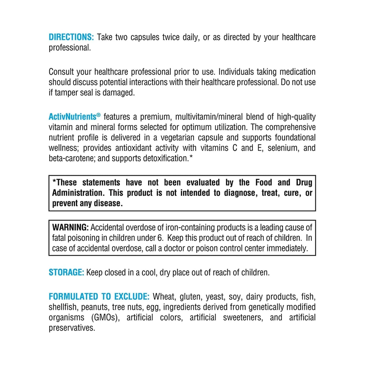 XYMOGEN ActivNutrients with Iron and Copper - Multivitamin Multimineral for Wellness, Immune, Energy and Mood Support - PrimeBioHealth - canada supplements