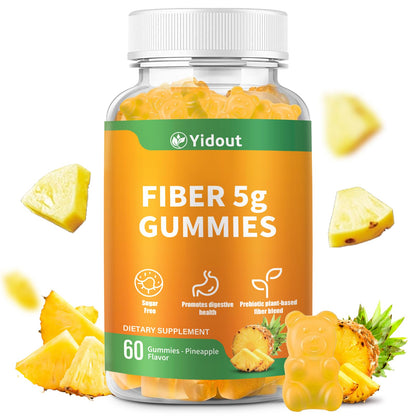 Yidout Fiber Gummies for Adults with Probiotics，No Sugar Added Pineapple Flavor, Promotes Gut Health and Regulate Bowel Movement, Vegan (60 Count（Pack of 1）) - PrimeBioHealth - canada supplements