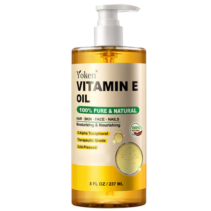 Yoken Vitamin E Oil 8 Oz Vitamin E oil for Skin Vitamine oils for Face Perfect Bath and Body Oil Cold Pressed Hexane - PrimeBioHealth - canada supplements