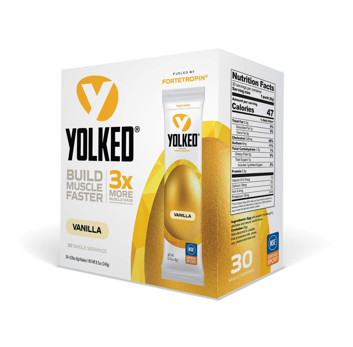 YOLKED - NSF-Certified Muscle Building Supplement - Help Increase Lean Muscle, Reduce Muscle Loss, and Improve Recovery with Fortetropin, 30 Servings - PrimeBioHealth - canada supplements