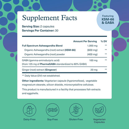 Youtheory Ashwagandha + GABA - Adaptogenic Blend with Organic KSM-66 & Ginger - Aids Stress Relief & Mood* - Supports Energy Levels - PrimeBioHealth - canada supplements