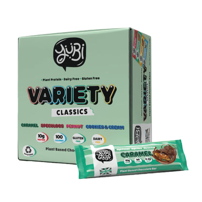 YuBi Bars - Protein Bars - 12 Bar Variety Pack - 100 Calories, 10g of Protein, Low Sugar, Low Carb, Palm Oil Free/Non-GMO, Gluten Free, Dairy Free, Healthy Snack, Non-GMO - 14.8oz (12 Pack, Variety Box) - PrimeBioHealth - canada supplements