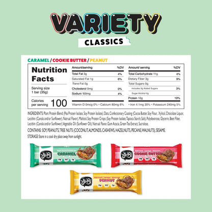 YuBi Bars - Protein Bars - 12 Bar Variety Pack - 100 Calories, 10g of Protein, Low Sugar, Low Carb, Palm Oil Free/Non-GMO, Gluten Free, Dairy Free, Healthy Snack, Non-GMO - 14.8oz (12 Pack, Variety Box) - PrimeBioHealth - canada supplements