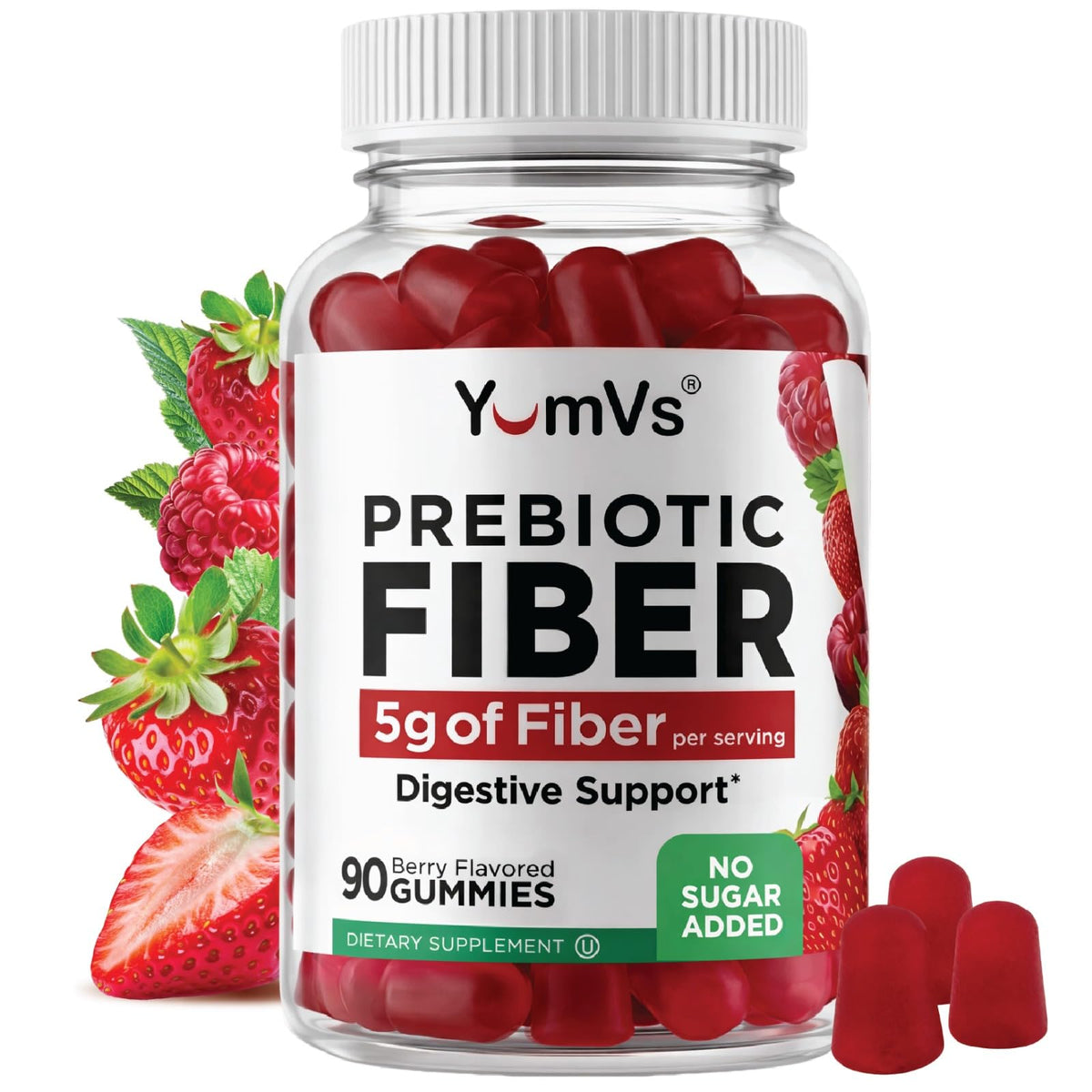 YUM-V'S - Prebiotic Fiber Gummies for Adults & Kids - 5g Digestive Aid Gummy Fiber Supplement - Keto Friendly Prebiotic Daily Fiber - PrimeBioHealth - canada supplements