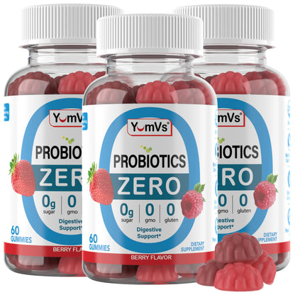 YUM-V'S Sugar Free Probiotic Gummies - Probiotics for Men & Women to Help Support Digestive Function – Adults & Kids Probiotic with 5 Billion CFU Bacillus Coagulans – Vegan & Gluten-Free (60 Count) - PrimeBioHealth - canada supplements