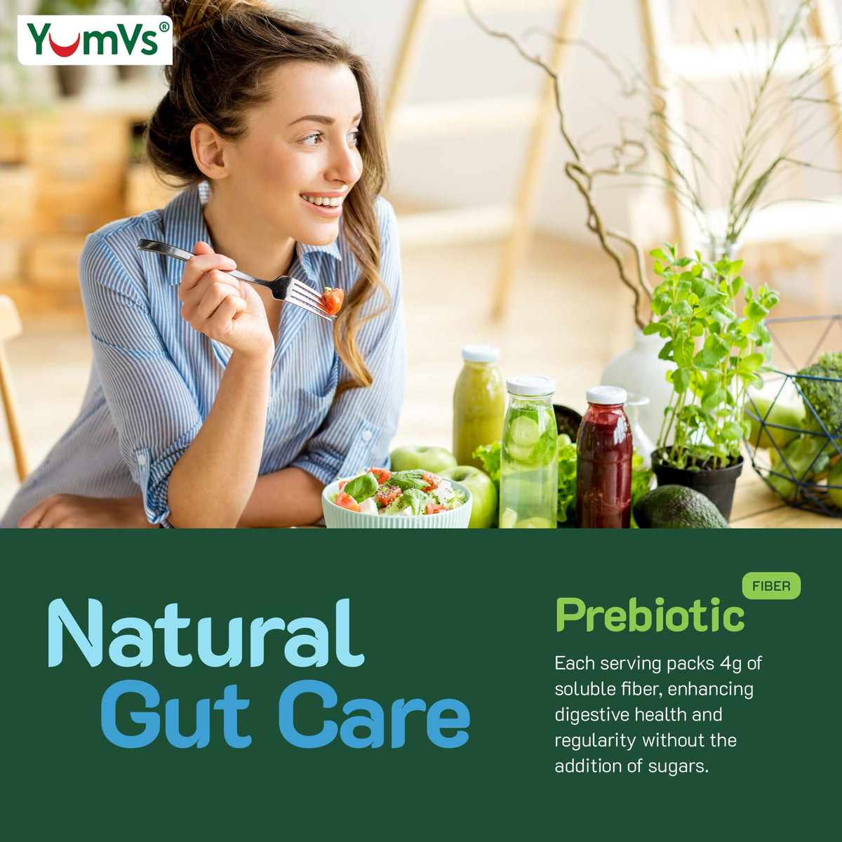 YumVs Sugar Free Prebiotic Fiber Gummies for Adults and Kids - Berry Flavor - Kosher Halal 4g High Fiber Supplement for Women and Men - PrimeBioHealth - canada supplements
