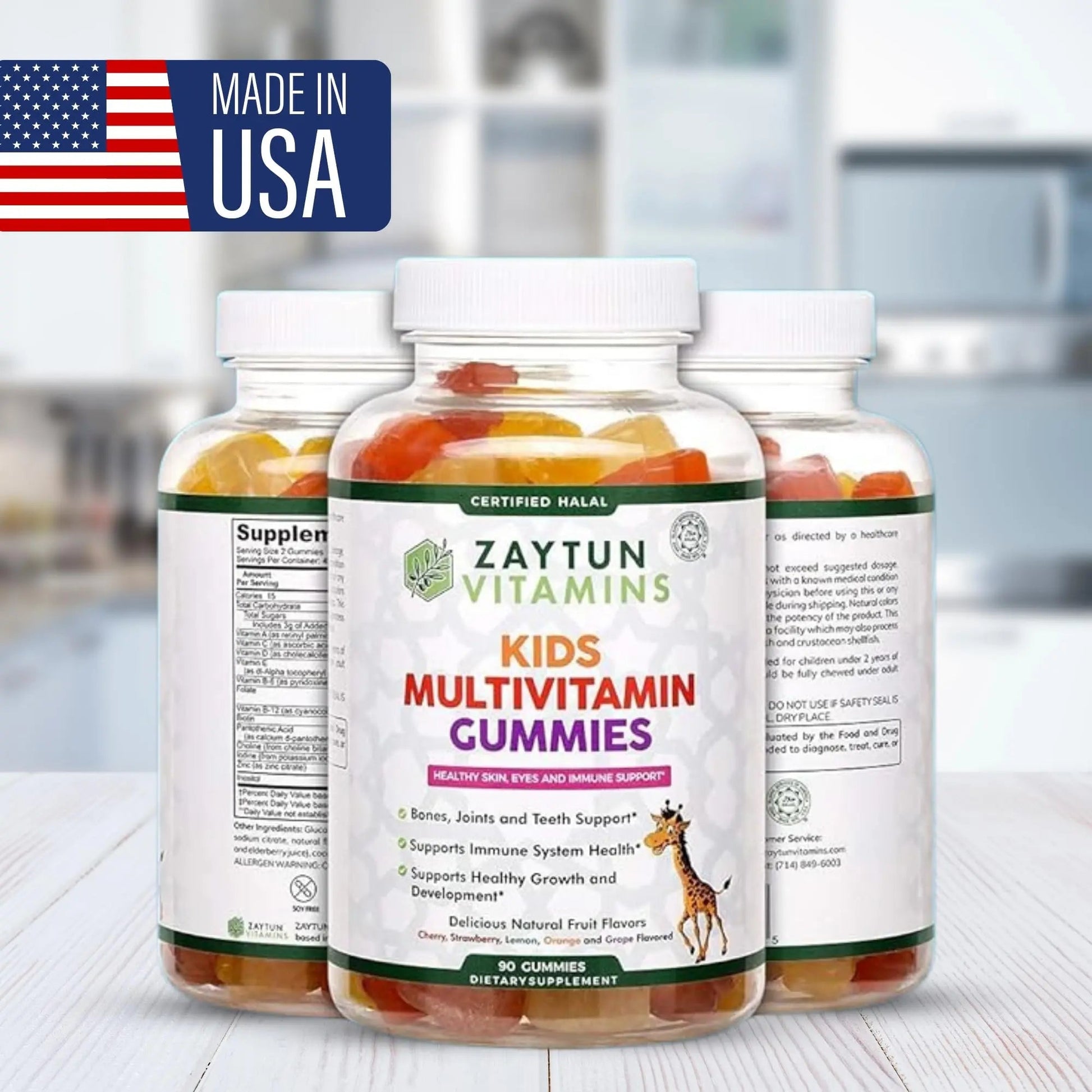 Zaytun Halal Vitamins for Kids Multivitamin Gummies, Naturally Sourced Vitamin A, C, D, E, B6, B12, Biotin - Vegetarian, No Gelatin - PrimeBioHealth - canada supplements