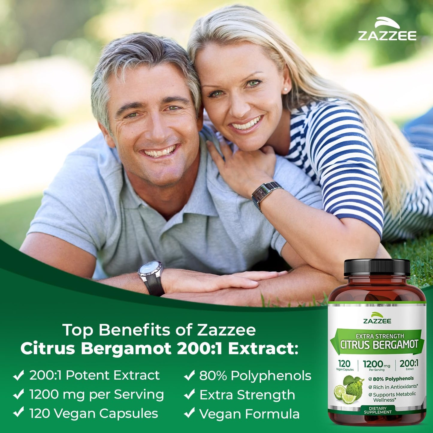 Zazzee Extra Strength Citrus Bergamot 200:1 Extract 1200 mg, 80% Polyphenols, 120 Vegan Capsules, Standardized 200X Potency - PrimeBioHealth - canada supplements