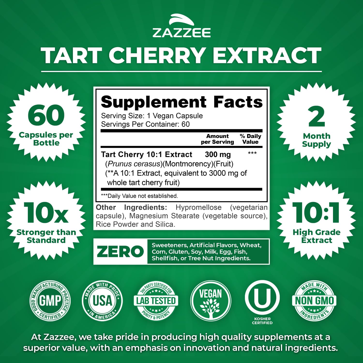 Zazzee Tart Cherry 10:1 Extract, 200 Vegan Capsules, 6+ Month Supply, Montmorency Cherry, Certified Kosher, Joint & Uric Acid Support, Antioxidant Support Formula, Non-GMO, Made in the USA - PrimeBioHealth - canada supplements