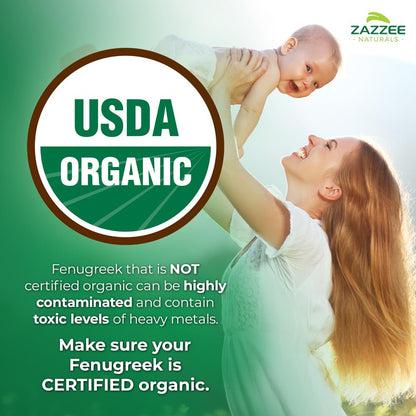 Zazzee USDA Organic Fenugreek 30:1 Extract, 120 Vegan Capsules, 4 Month Supply, Breastfeeding & Lactation Support for Nursing Mothers, Organic Herbal Supplement, All-Natural, Non-GMO, Made in the USA - PrimeBioHealth - canada supplements