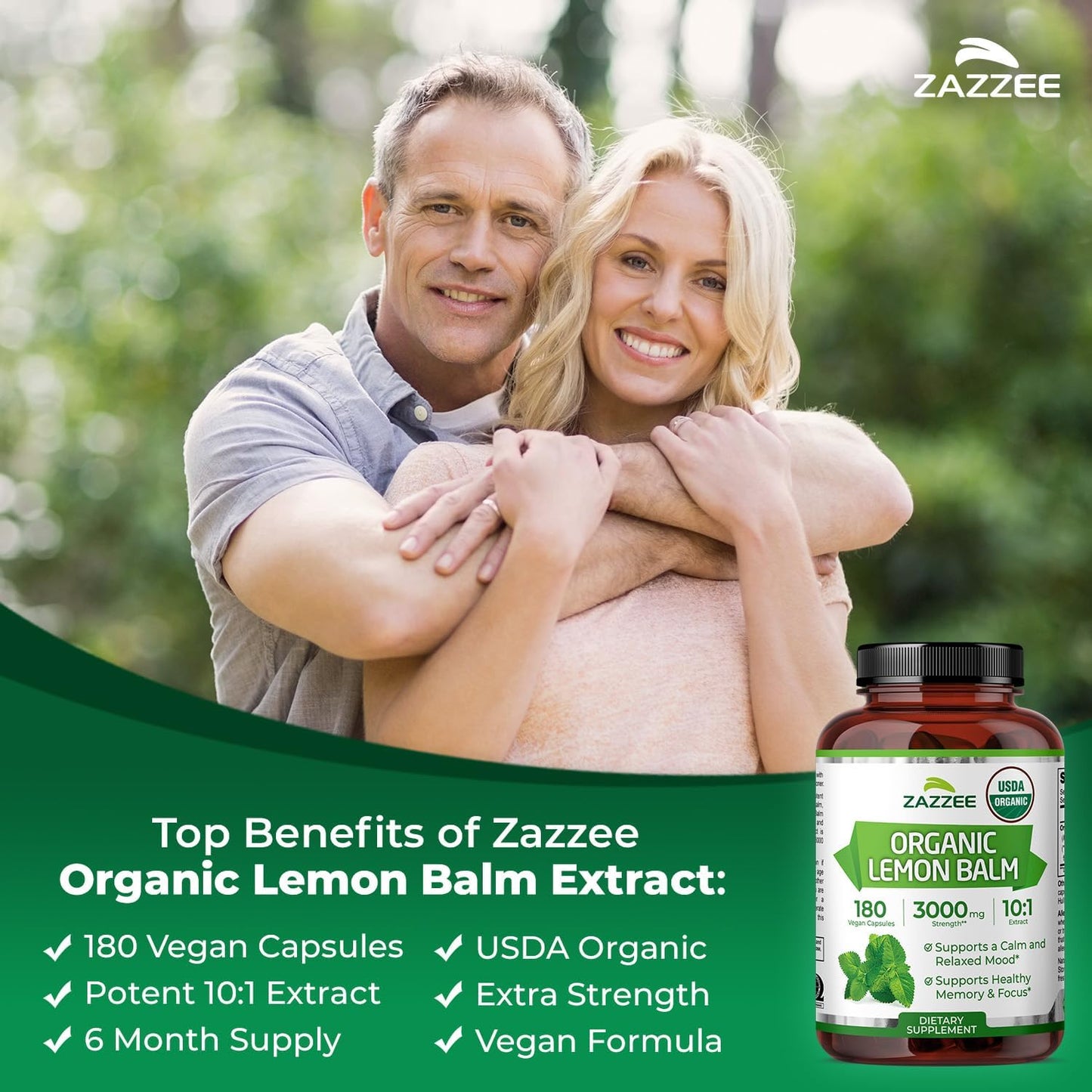 Zazzee USDA Organic Lemon Balm 10:1 Extract, 180 Capsules, 6 Month Supply | Vegan, All-Natural, Non-GMO, Melissa Officinalis, Calm, Mood, Stress & Relaxation Support, Herbal Supplement, Made in the USA - PrimeBioHealth - canada supplements
