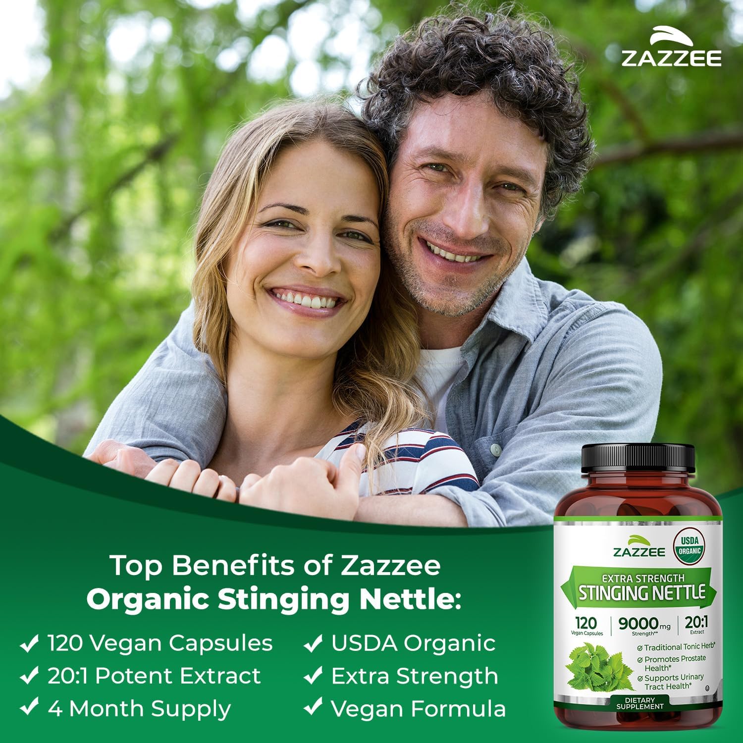 Zazzee USDA Organic Stinging Nettle Leaf 20:1 Extract, 120 Vegan Capsules, 4 Month Supply, Urtica Dioica, Respiratory, Immune & Seasonal Wellness Support, Organic Herbal Supplement, Made in the USA - PrimeBioHealth - canada supplements