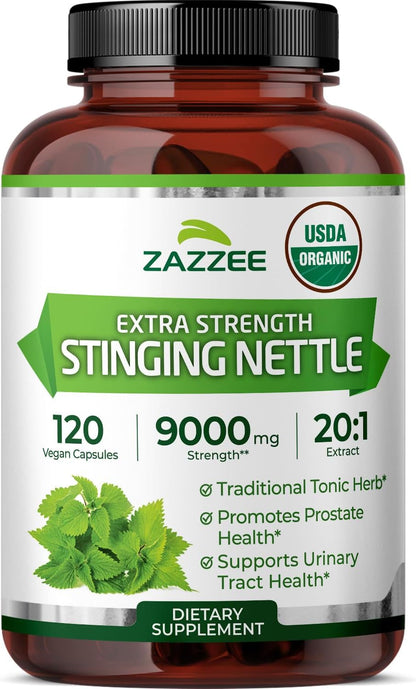 Zazzee USDA Organic Stinging Nettle Leaf 20:1 Extract, 120 Vegan Capsules, 4 Month Supply, Urtica Dioica, Respiratory, Immune & Seasonal Wellness Support, Organic Herbal Supplement, Made in the USA - PrimeBioHealth - canada supplements