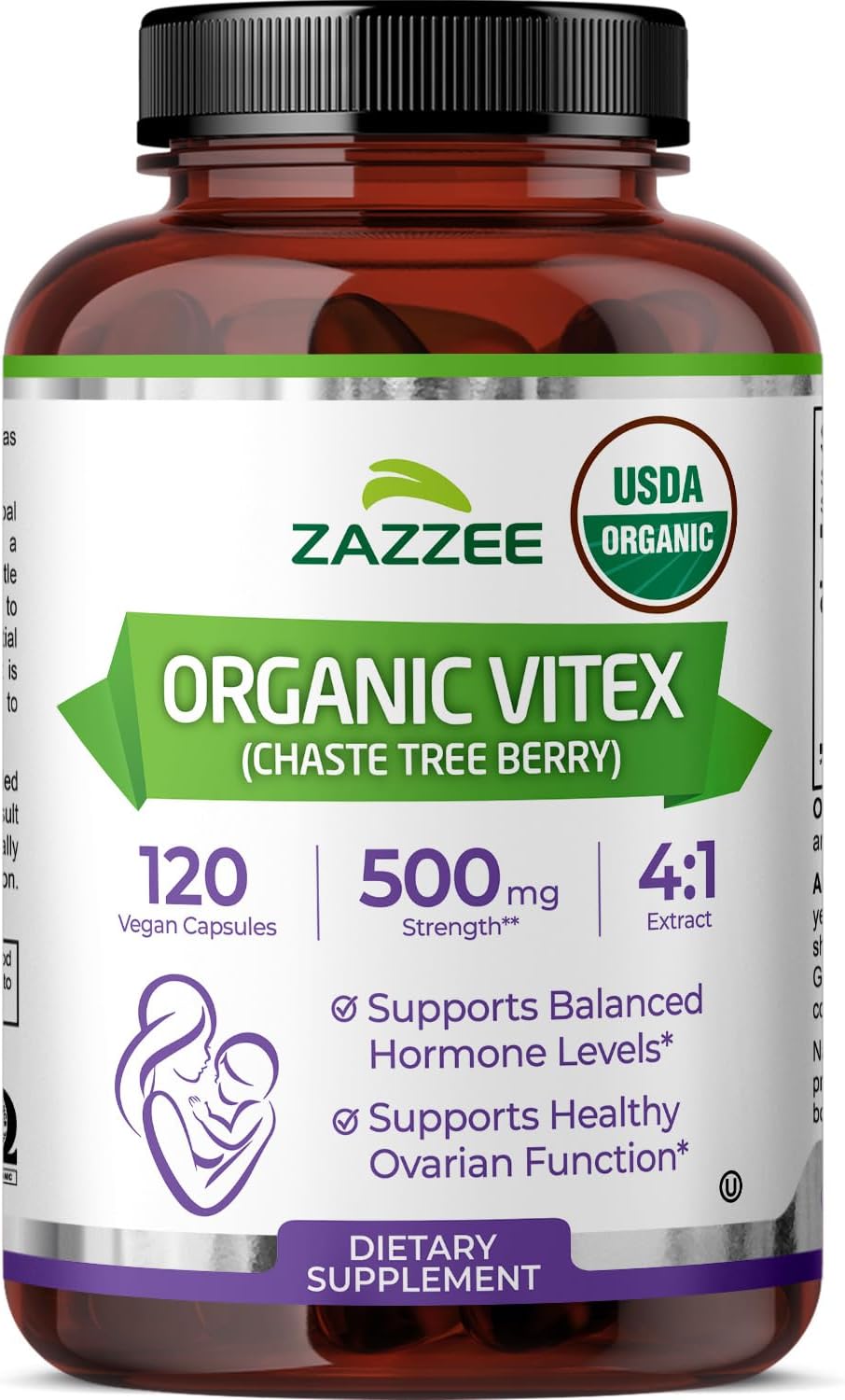 Zazzee USDA Organic Vitex 4:1 Extract, 120 Vegan Capsules, 4 Month Supply, Chaste Berry, Hormonal Balance & Cycle Support for Women, Certified Kosher, Vitex Agnus-Castus, Non-GMO, Made in the USA - PrimeBioHealth - canada supplements