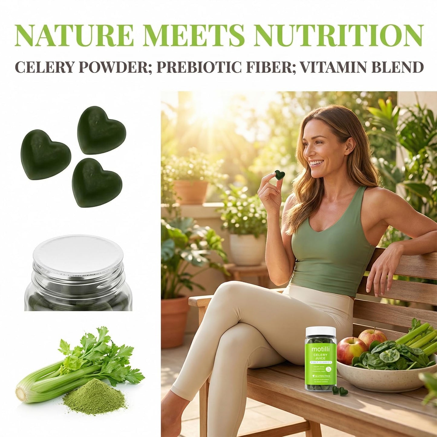 zdiwond Motilli Celery Juice Fiber Gummies, with Prebiotic Fiber and Botanical Ingredients, 60 Count - PrimeBioHealth - canada supplements