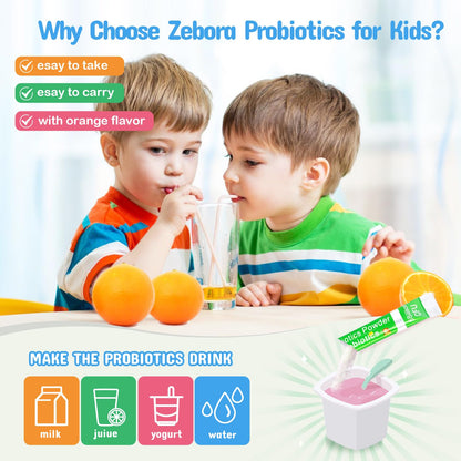 ZEBORA Kids Probiotic & Prebiotics Powder Age 3+ Support Children's Digestive & Immune System with Natural Source, Promotes Constipation Relief, Non-GMO - PrimeBioHealth - canada supplements