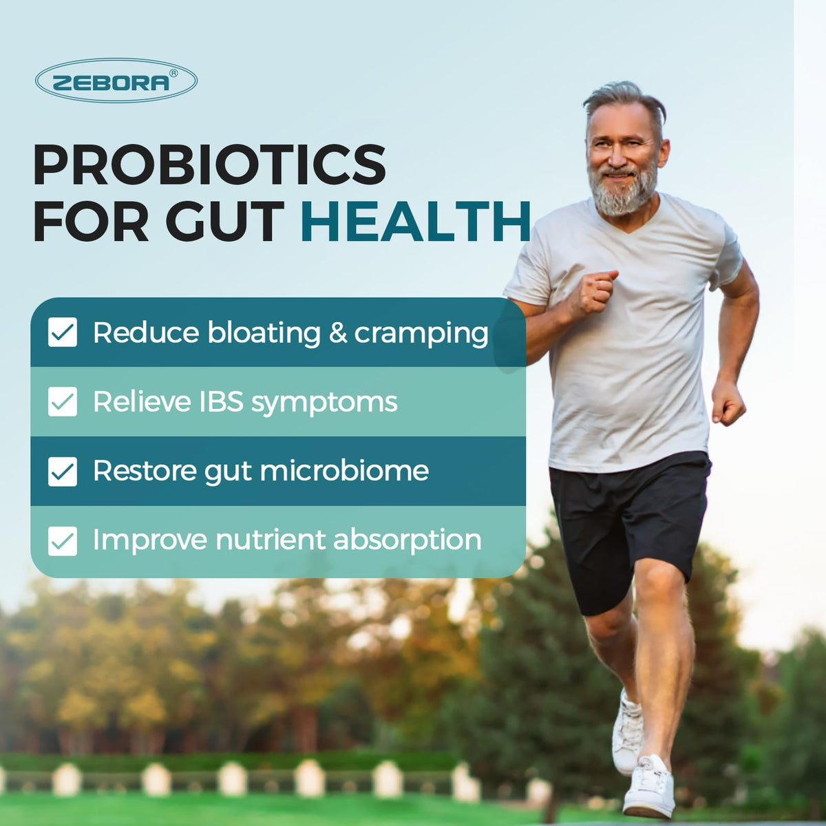 ZEBORA Probiotics for Men and Prebiotics for Digestive Health, 90 Tablets, 60 Billion CFUs for Immune and Gut Health, 10 Strains, Hypoallergenic Probiotics, - PrimeBioHealth - canada supplements