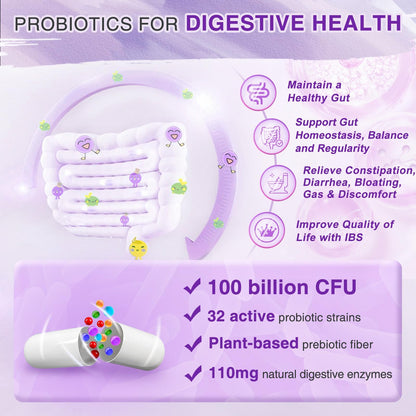 ZEBORA Probiotics for Women Digestive Health with Enzymes & Prebiotics 100 Billion CFUs| Vaginal Probiotics with D Mannose & Cranberry | Urinary Tract Health - PrimeBioHealth - canada supplements