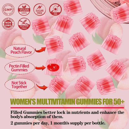 ZEGBALP Sugar-Free Womens Multivitamin 50 Plus Gummies with Calcium, Magnesium, Zinc, Vitamin A, C, D3, E, K2, B Complex, Folate, Biotin - PrimeBioHealth - canada supplements