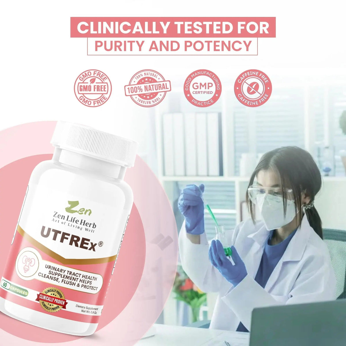 ZEN LIFE HERB UTFREx – Fast Acting - Promotes Urinary Tract Health Supports Healthy Immune and Urinary System, No Vitamins, Minerals, Prebiotics, Sugar, Plant-Based Supplement (60 Capsules) - PrimeBioHealth - canada supplements