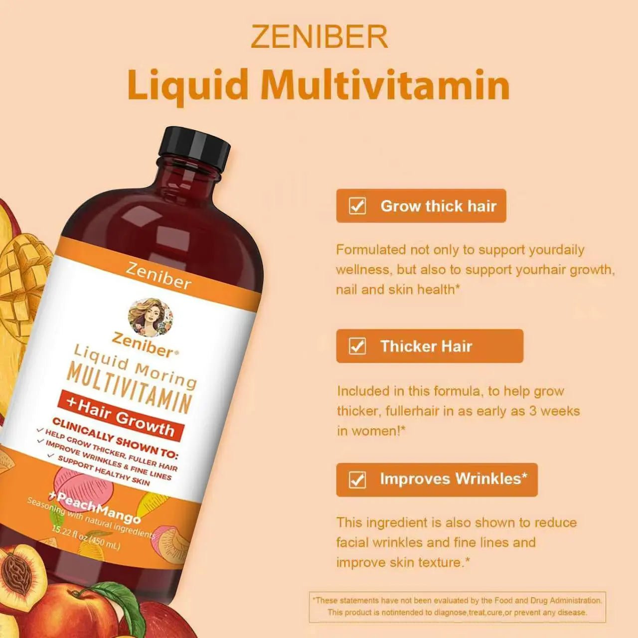 Zeniber MaayRuth Multivitamins Hair Growth| Liquid Multivitamin for Hair Growth | Biotin 10000mcg | Hair & Skin Support Supplement | - PrimeBioHealth - canada supplements