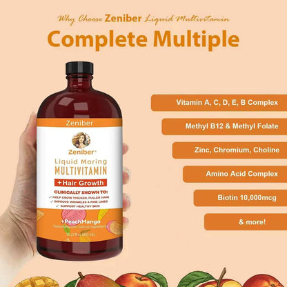 Zeniber MaayRuth Multivitamins Hair Growth| Liquid Multivitamin for Hair Growth | Biotin 10000mcg | Hair & Skin Support Supplement | - PrimeBioHealth - canada supplements