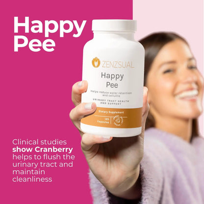 ZENZSUAL Happy Pee, 120 Capsules – Urinary Tract Support & Bladder Health Supplement with Cranberry, D-Mannose, Vitamin C and Oregano for Women and Men – Healthy Flow, Comfort & Fluid Balance - PrimeBioHealth - canada supplements