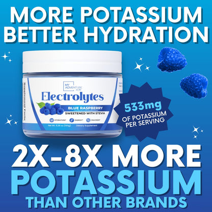Zero Sugar - Blue Raspberry Electrolytes Powder - Refreshing Hydration - Caffeine Free Energy - All Natural Ingredients - Vegan, Keto and Paleo - Sugar Free Electrolyte Powder Drink Mix - 37 Servings - PrimeBioHealth - canada supplements