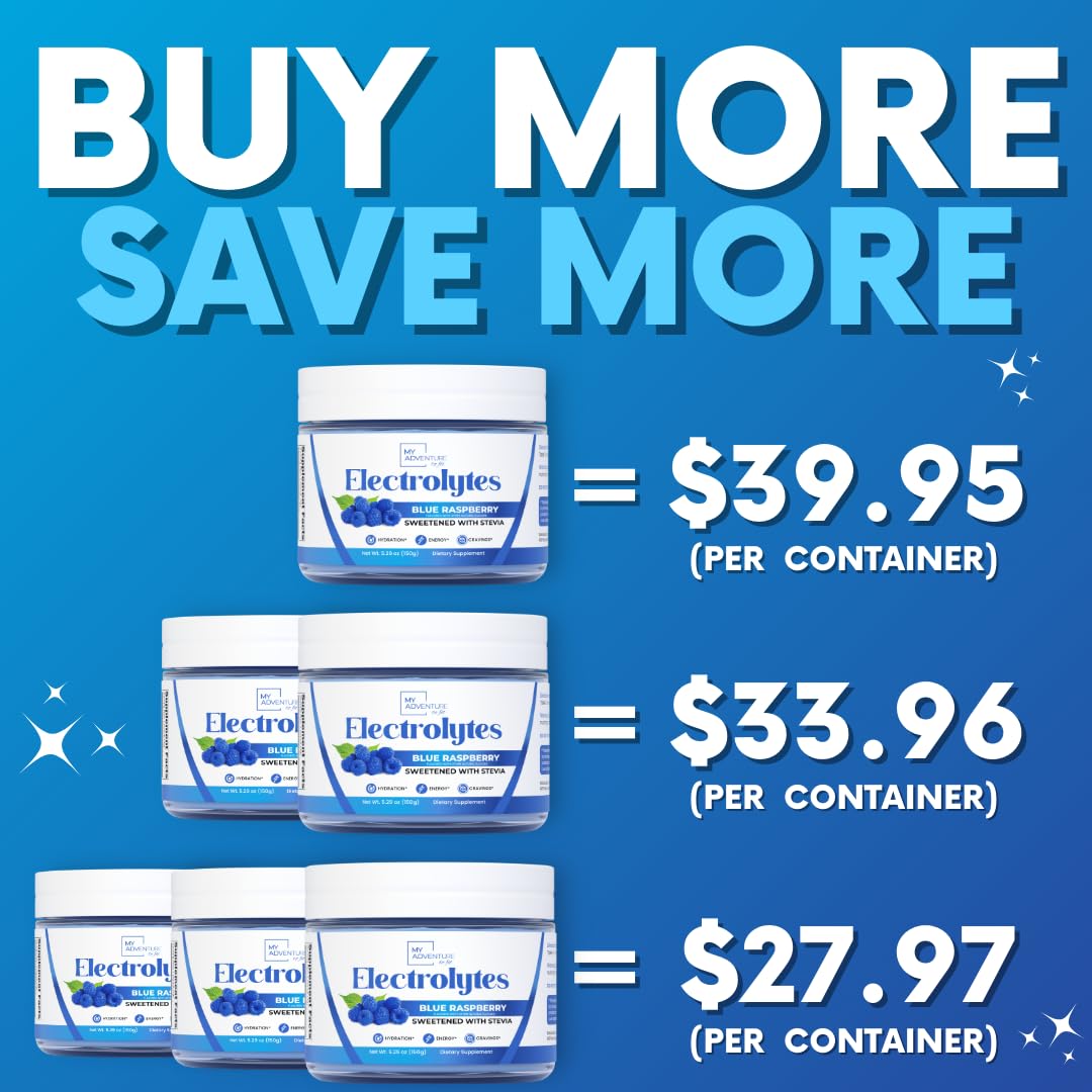Zero Sugar - Blue Raspberry Electrolytes Powder - Refreshing Hydration - Caffeine Free Energy - All Natural Ingredients - Vegan, Keto and Paleo - Sugar Free Electrolyte Powder Drink Mix - 37 Servings - PrimeBioHealth - canada supplements