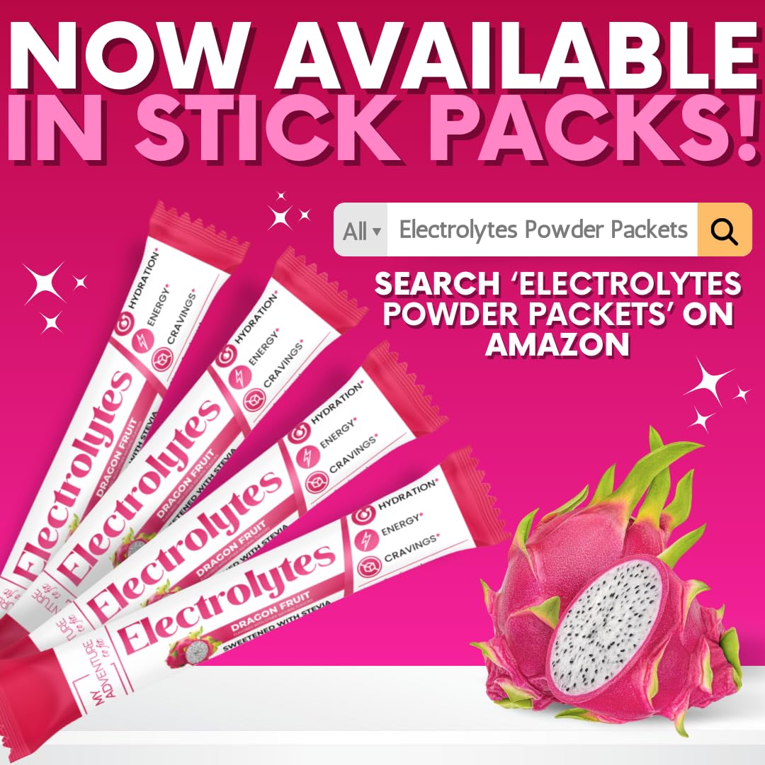 Zero Sugar Dragon Fruit Electrolytes Sticks - Refreshing Hydration - Caffeine Free Energy with Natural Ingredients - Vegan, Keto & Paleo - PrimeBioHealth - canada supplements