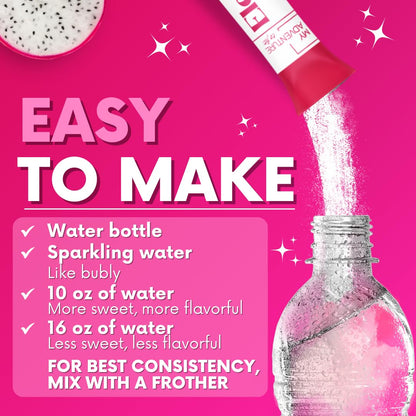 Zero Sugar Dragon Fruit Electrolytes Sticks - Refreshing Hydration - Caffeine Free Energy with Natural Ingredients - Vegan, Keto & Paleo - PrimeBioHealth - canada supplements
