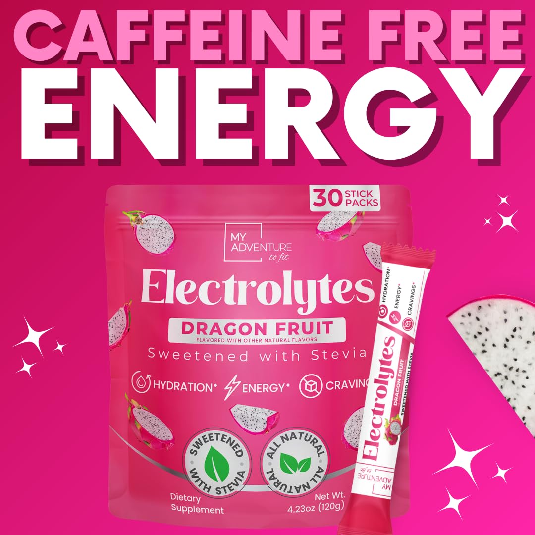 Zero Sugar Dragon Fruit Electrolytes Sticks - Refreshing Hydration - Caffeine Free Energy with Natural Ingredients - Vegan, Keto & Paleo - PrimeBioHealth - canada supplements